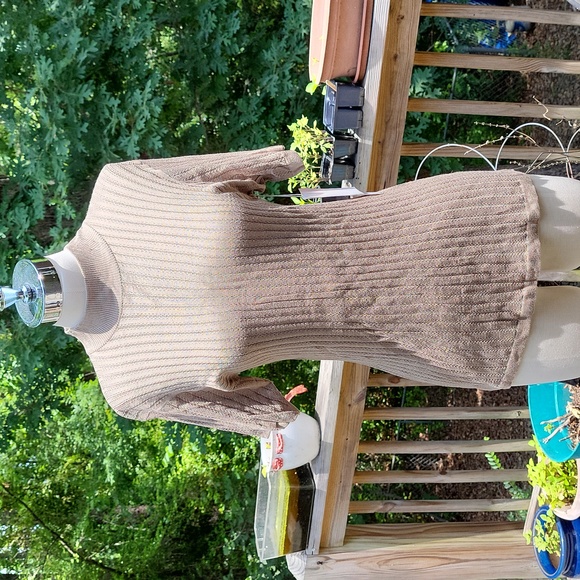 Ladies vintage silk knit short sleeve top with jacket, taupe, Anna Gray, M, NWT - Picture 8 of 14